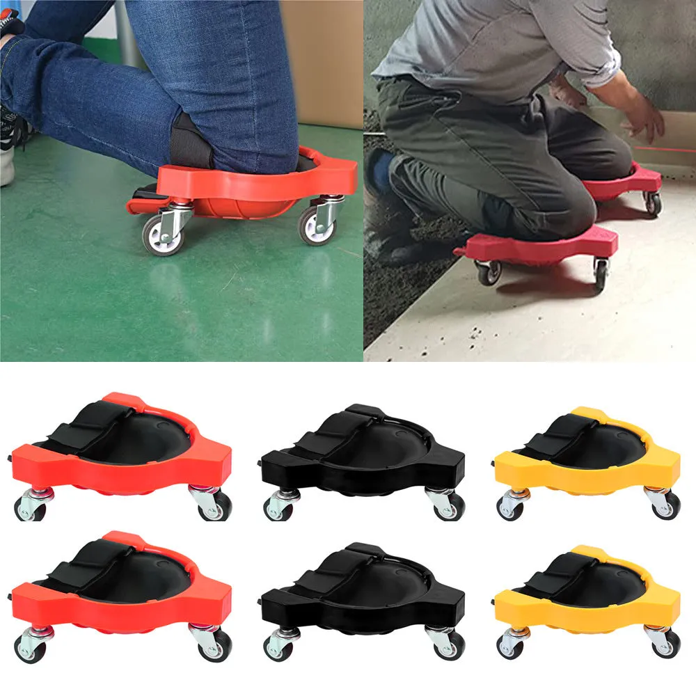 1 Pair Set Black Multi-Function Knee Pads with Swivel Wheels | Comfortable Knee Protection | Construction | Tiling | Woodworking