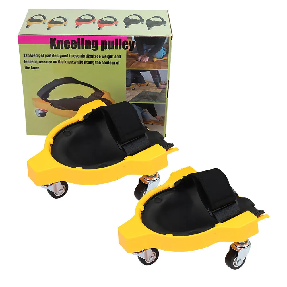 1 Pair Set Black Multi-Function Knee Pads with Swivel Wheels | Comfortable Knee Protection | Construction | Tiling | Woodworking