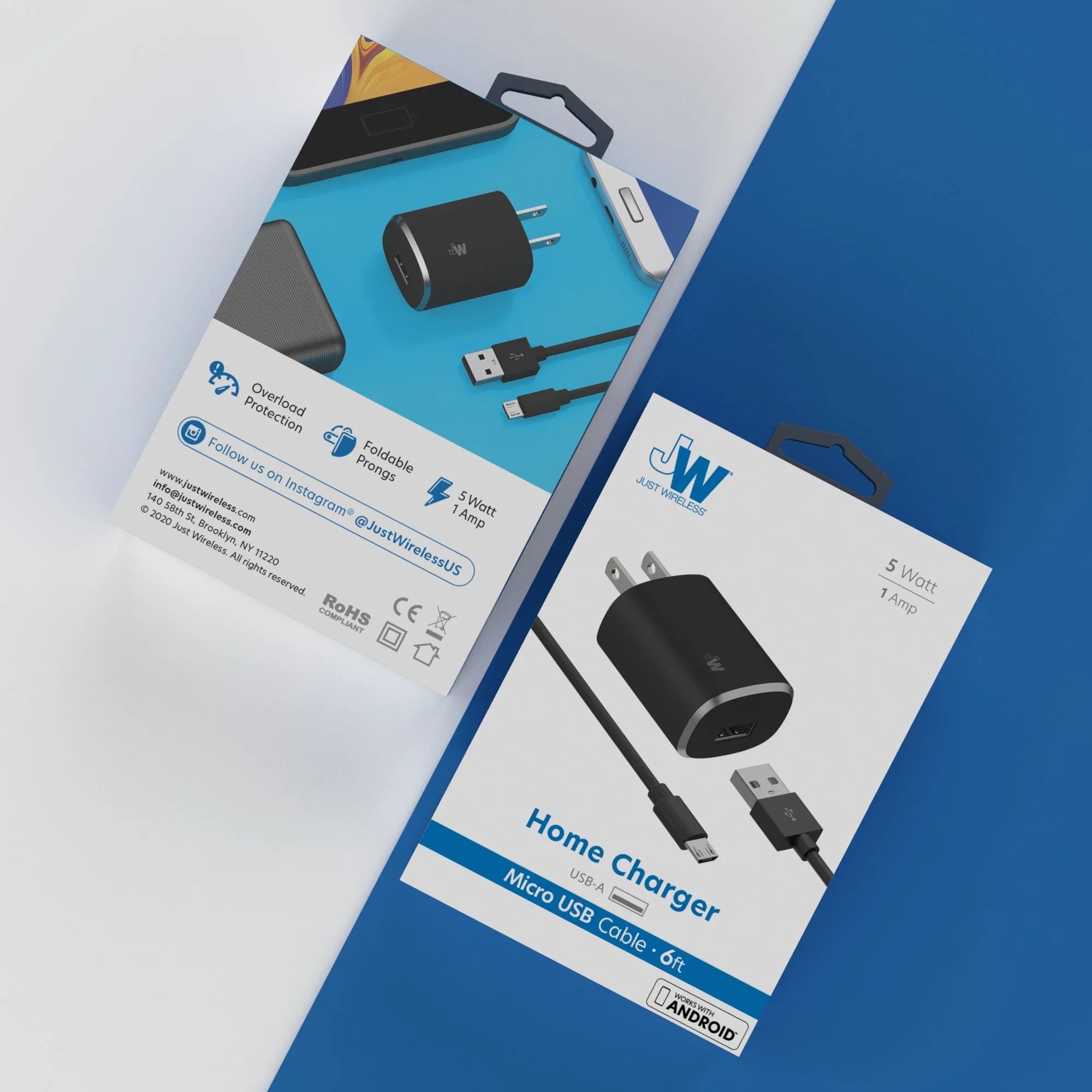1.0A/5W 1-Port USB-A Home Charger with 6ft TPU Micro USB to USB-A Cable - Black