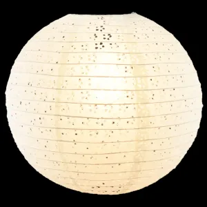 12" Round Eyelet Lace Look Paper Lantern - White