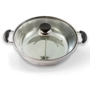 28cm Stainless Steel Twin Hot Pot With Lid - For Induction/Gas/Electrical Stove