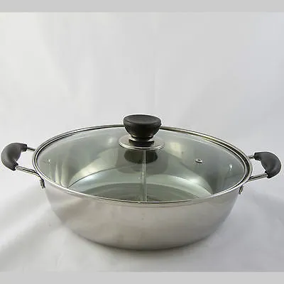 28cm Stainless Steel Twin Hot Pot With Lid - For Induction/Gas/Electrical Stove