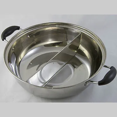 28cm Stainless Steel Twin Hot Pot With Lid - For Induction/Gas/Electrical Stove