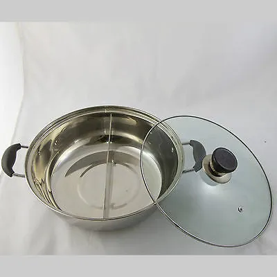 28cm Stainless Steel Twin Hot Pot With Lid - For Induction/Gas/Electrical Stove