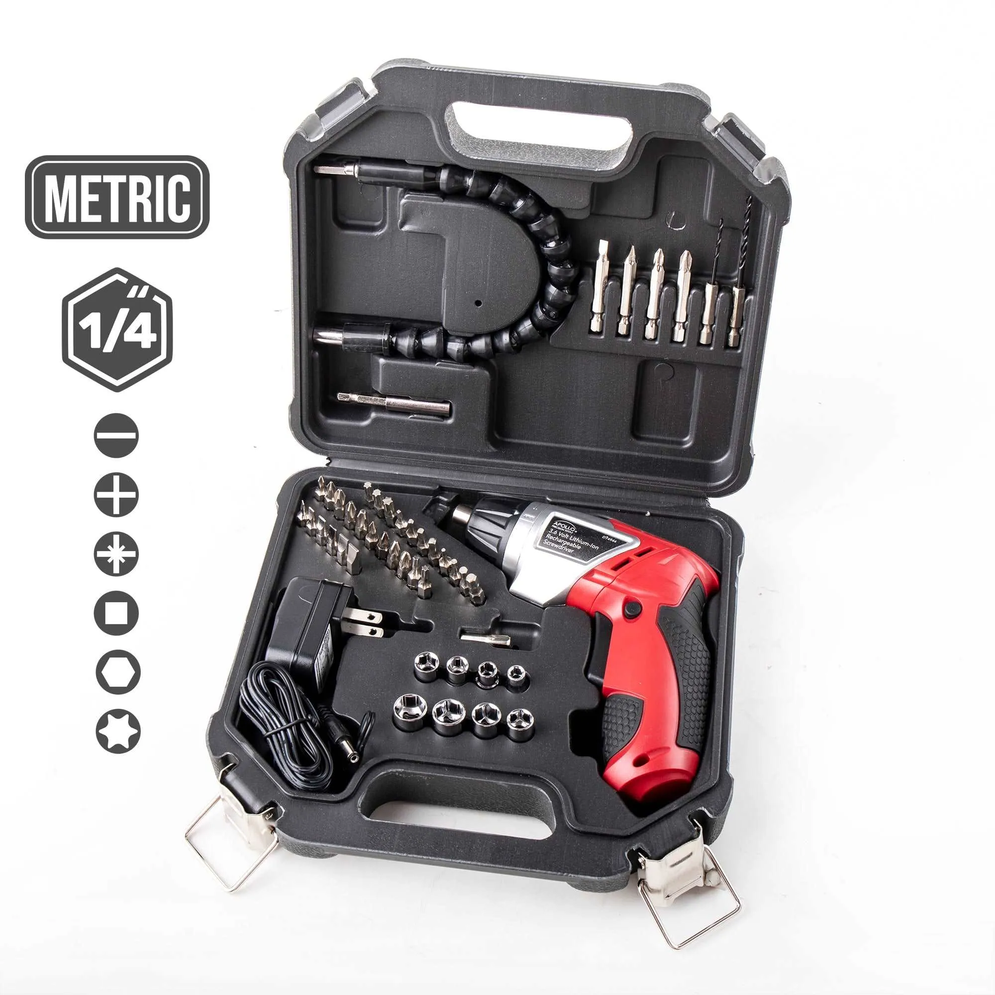 3.6 Volt Lithium-Ion Rechargeable Screwdriver with 45 Pieces Accessory Set - DT4944