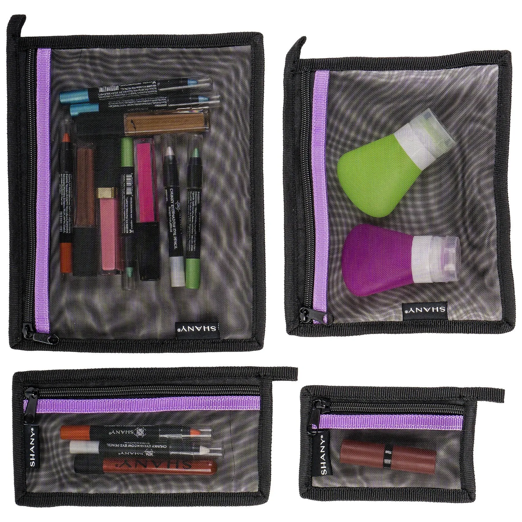 4-in-1 Mesh Travel Toiletry and Makeup Bag Set