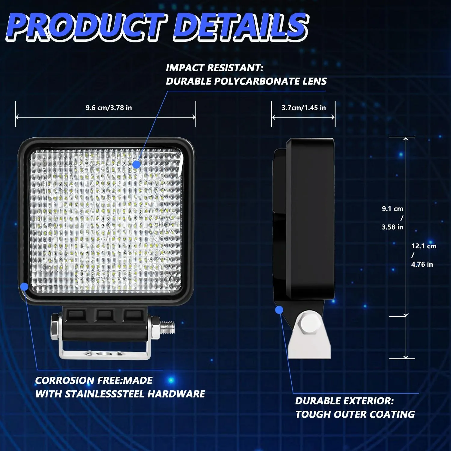 4 Inch 14W LED Floodlight | 9-30V | Mixed Luminous | With Wire Set