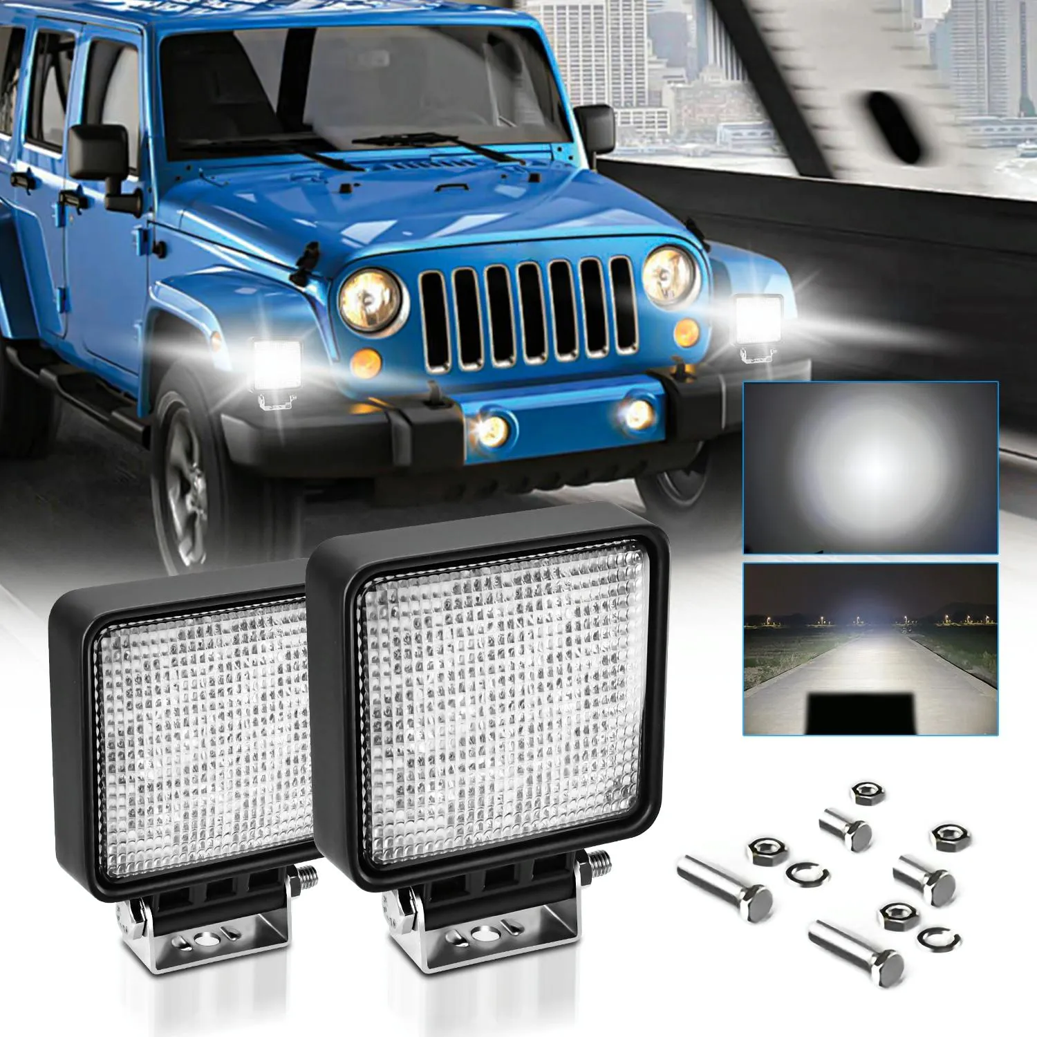 4 Inch 14W LED Floodlight | 9-30V | Mixed Luminous | With Wire Set