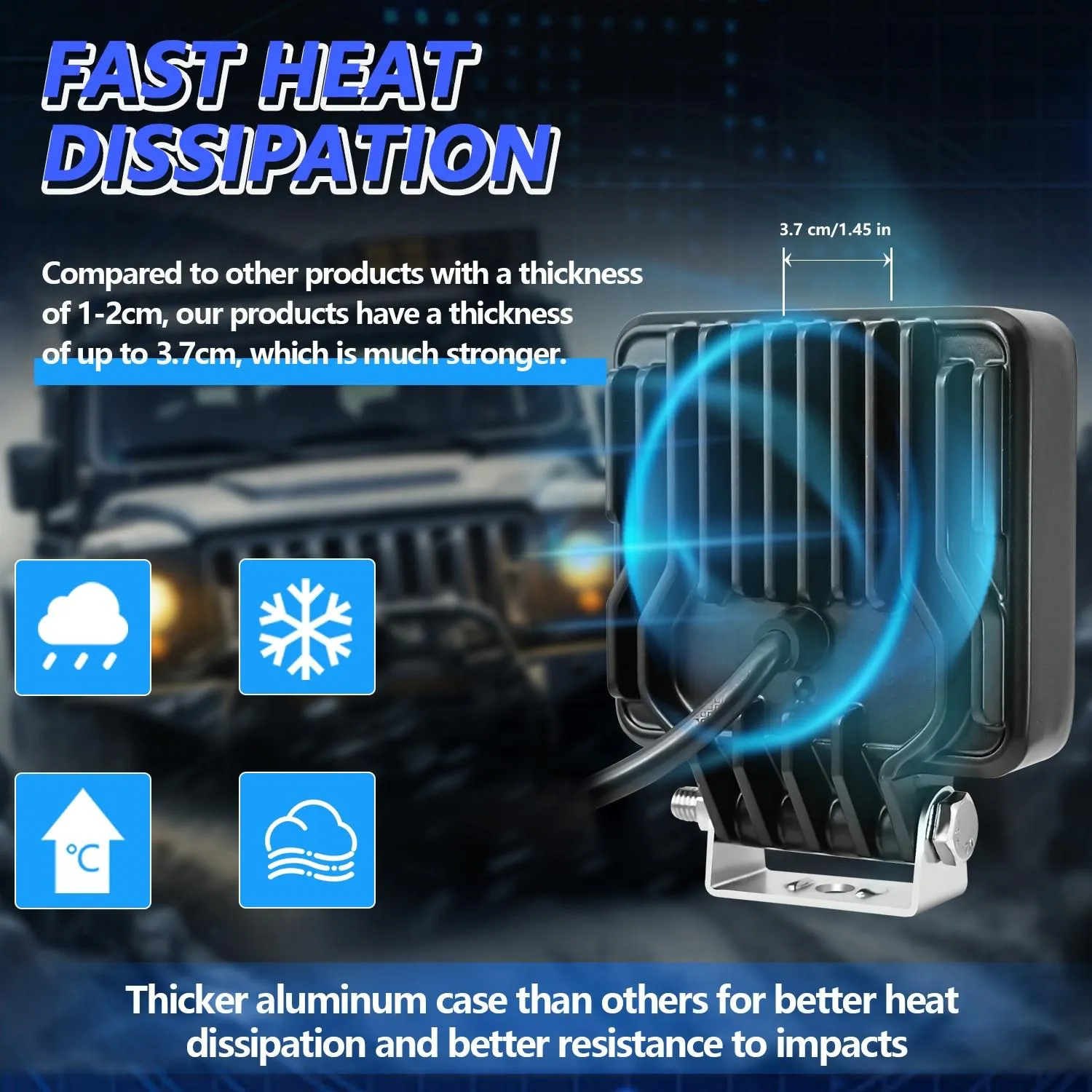 4 Inch 14W LED Floodlight | 9-30V | Mixed Luminous | With Wire Set