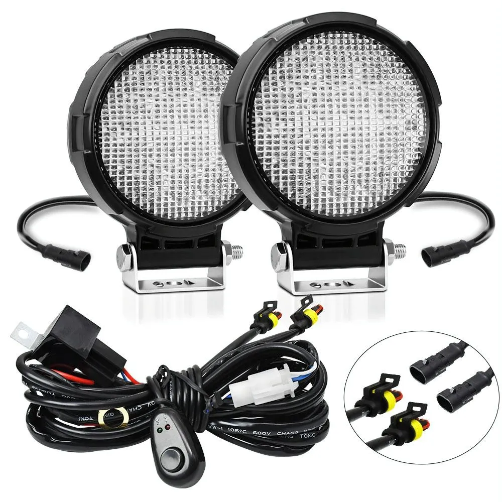 4" Round Work Light | 14W | 9-30V | Floodlight | Mixed Luminous | With Wire Set