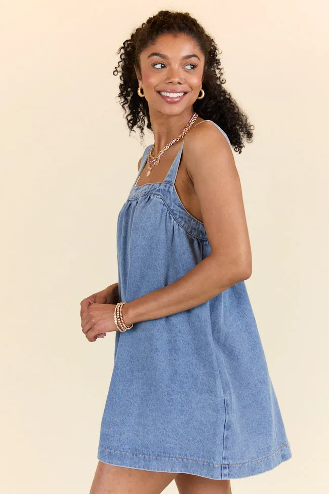Always Around Denim Babydoll Dress