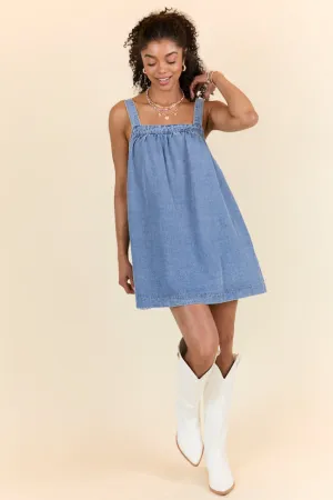 Always Around Denim Babydoll Dress