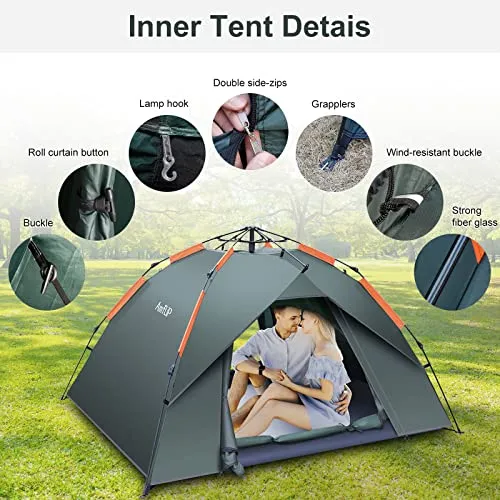 Amflip Camping Tent Automatic 2-3 Man Person Instant Tent Pop Up