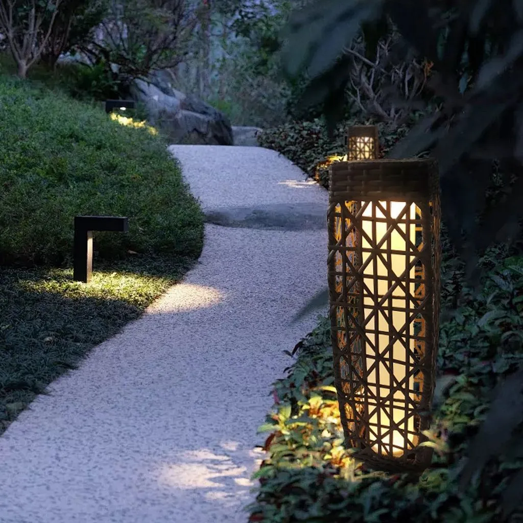 Aria Home Solar Powered Outdoor Hanging Lanterns, Rattan Weaving