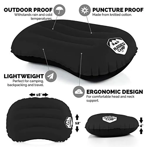 Camping Pillow - Backpacking Pillow - Camp Pillows - Multiple Colors - Compressible Inflatable Pillow, Beach Pillow, Ergonomic Neck Air Pillow & Lumbar Pillow - Beach Pillow - Hammock Pillow