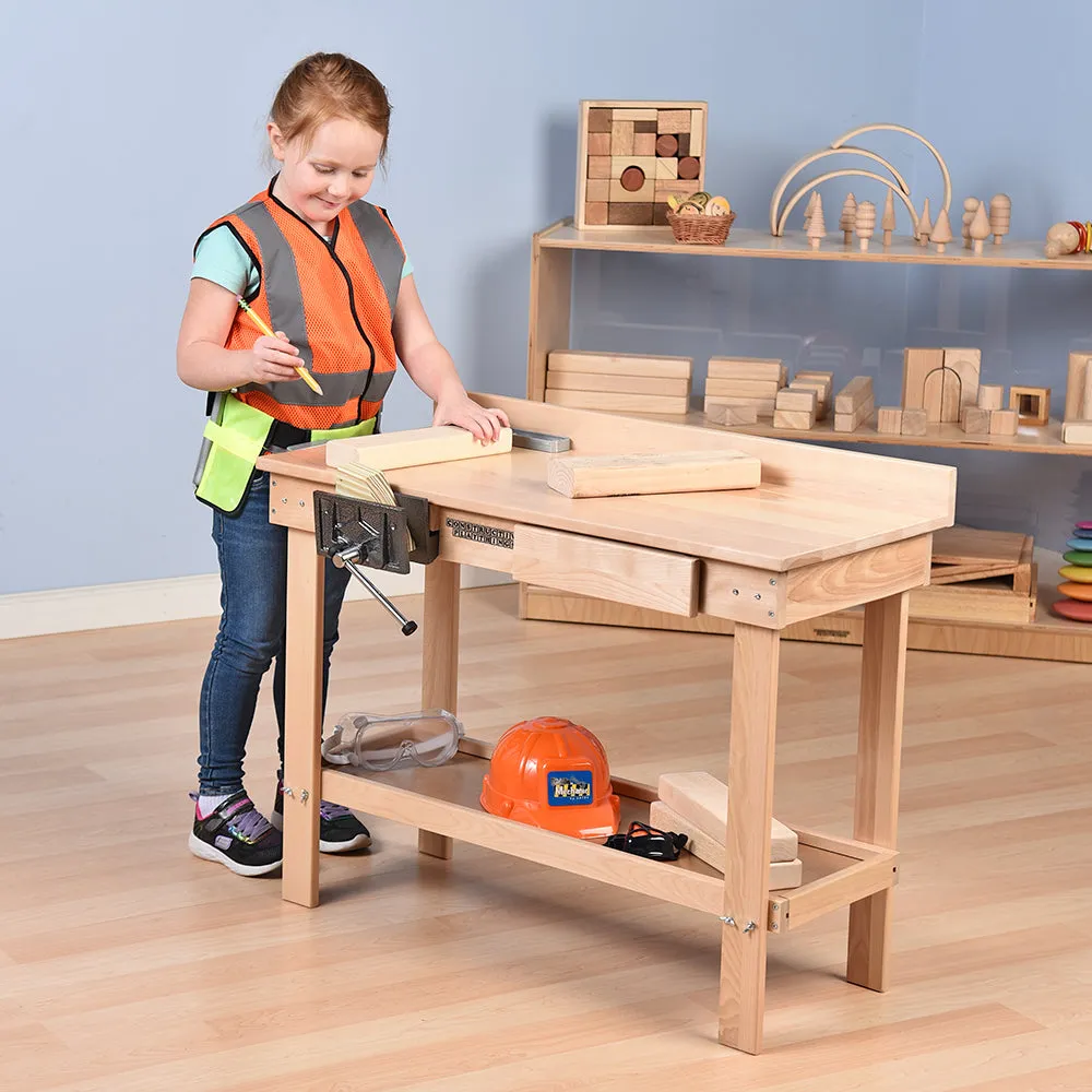 Child-Size Carpentry Workbench with Working Vise & Storage