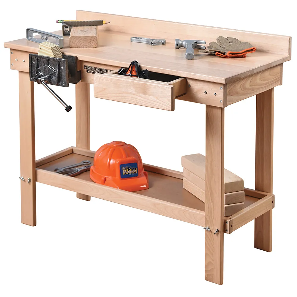 Child-Size Carpentry Workbench with Working Vise & Storage