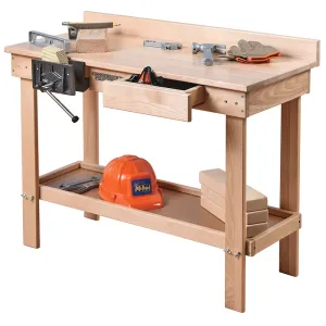 Child-Size Carpentry Workbench with Working Vise & Storage