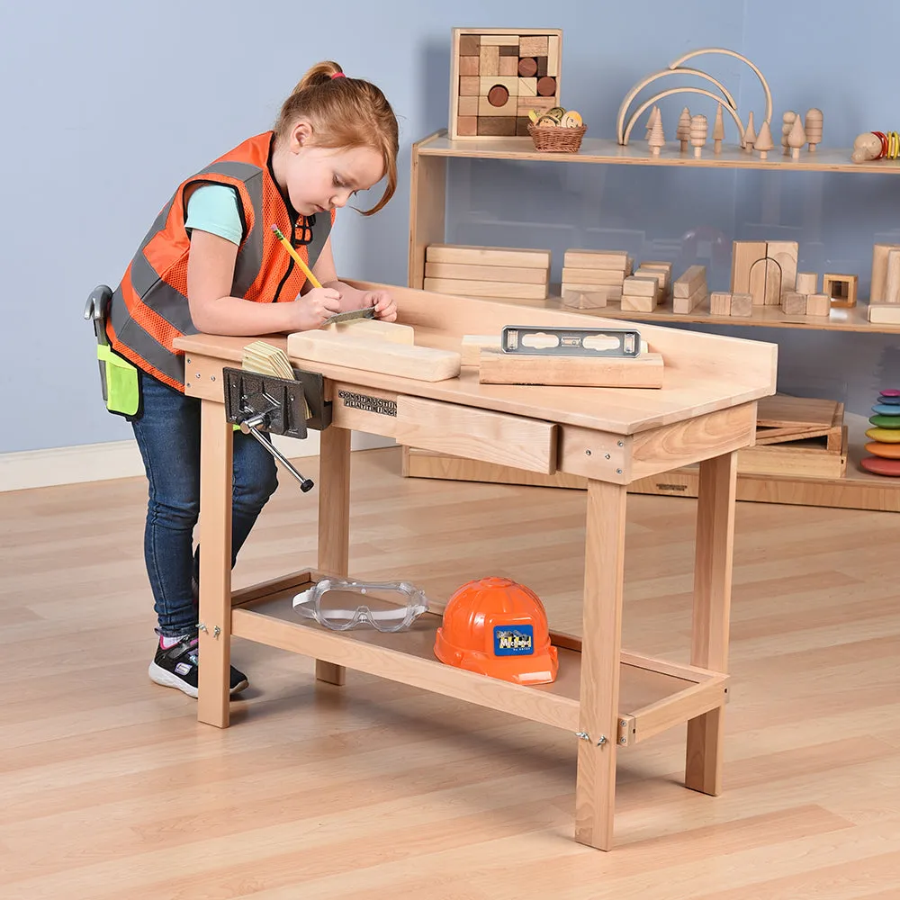 Child-Size Carpentry Workbench with Working Vise & Storage