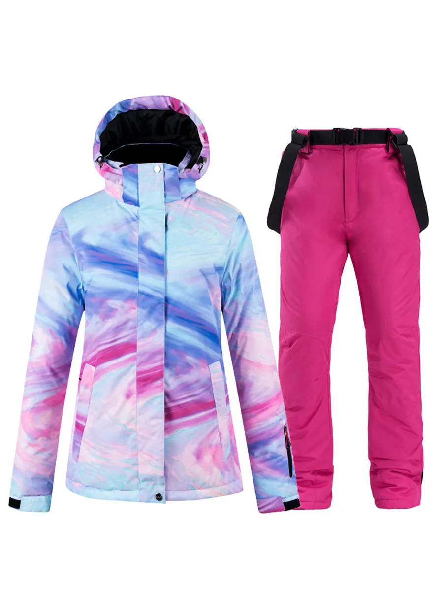Colorful Women Ski Jacket & Bib Pants