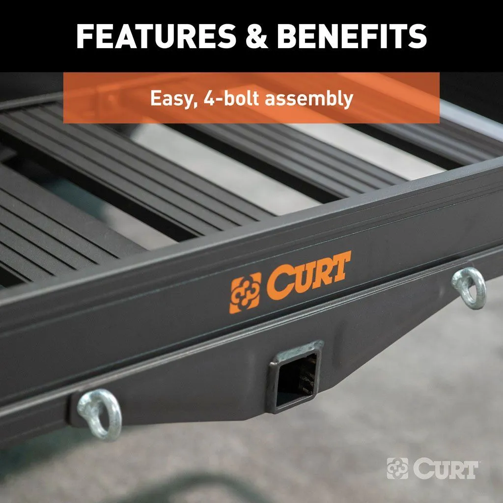 Curt 49" X 22" Black Aluminum Basket Cargo Carrier 500lbs | 2" Shank