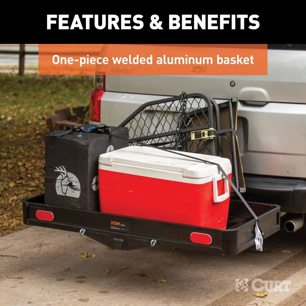 Curt 49" X 22" Black Aluminum Basket Cargo Carrier 500lbs | 2" Shank