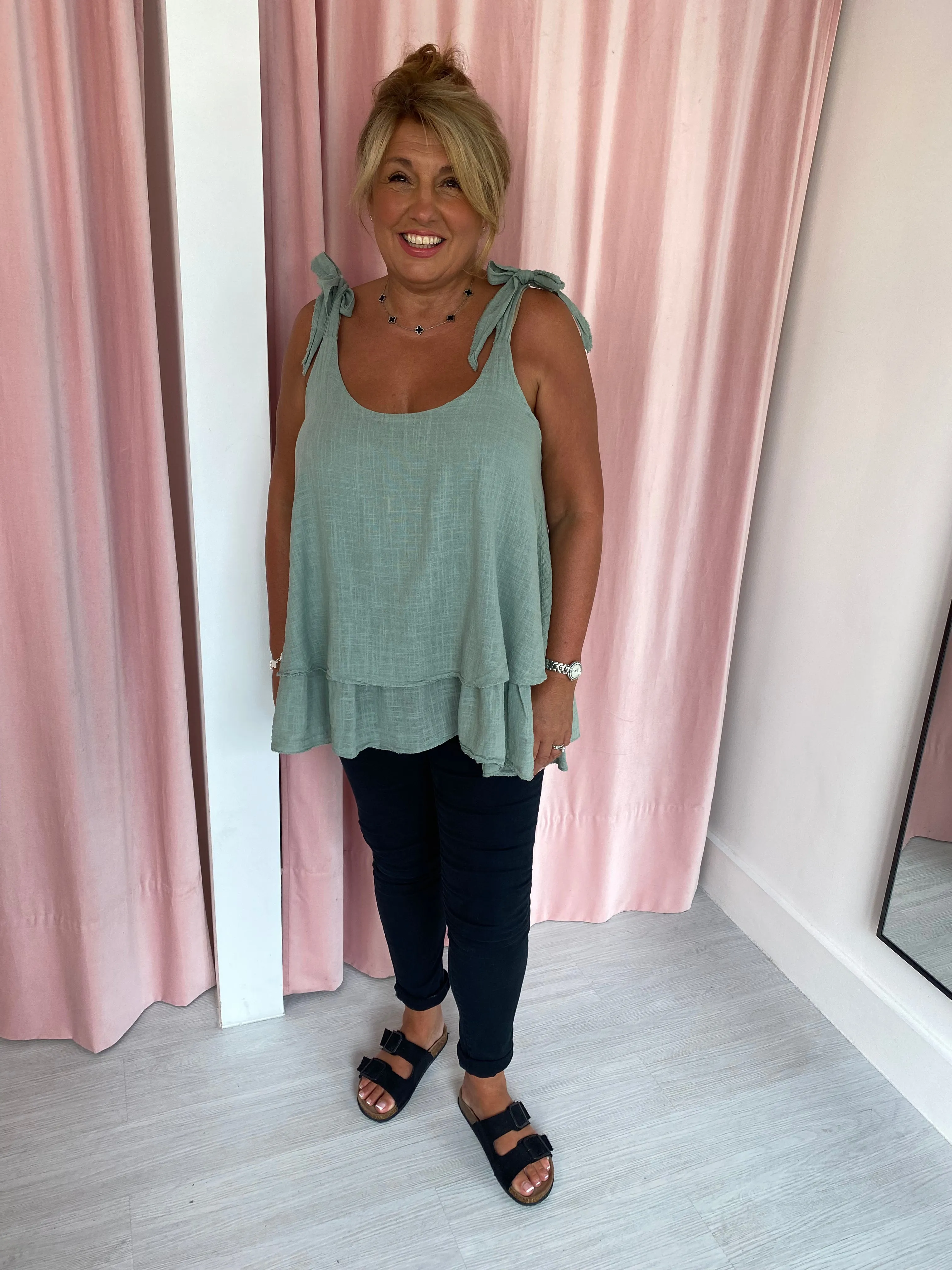 Double Layer Cotton Camisole - Khaki