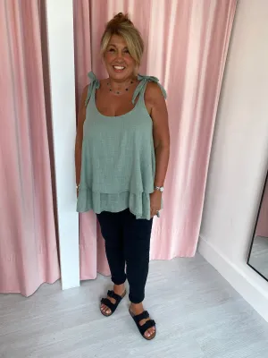 Double Layer Cotton Camisole - Khaki
