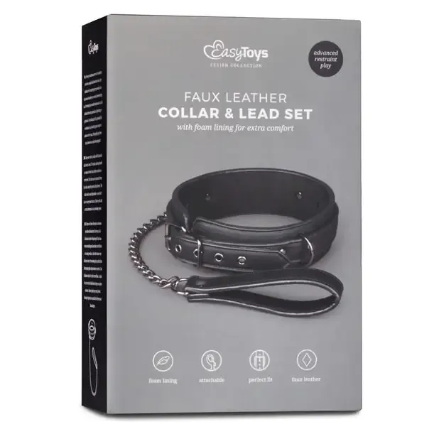Easy Toys Fetish Collar w/Leash - Black