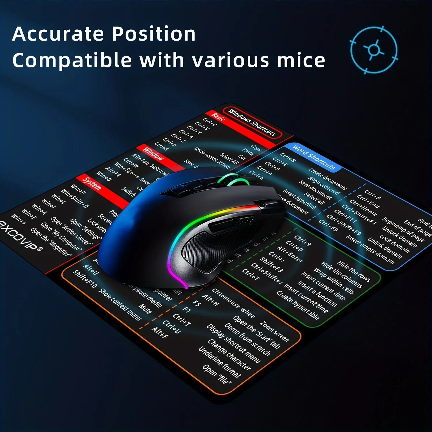 Efficient 1pc Windows Shortcut Mouse Pad for Office Productivity