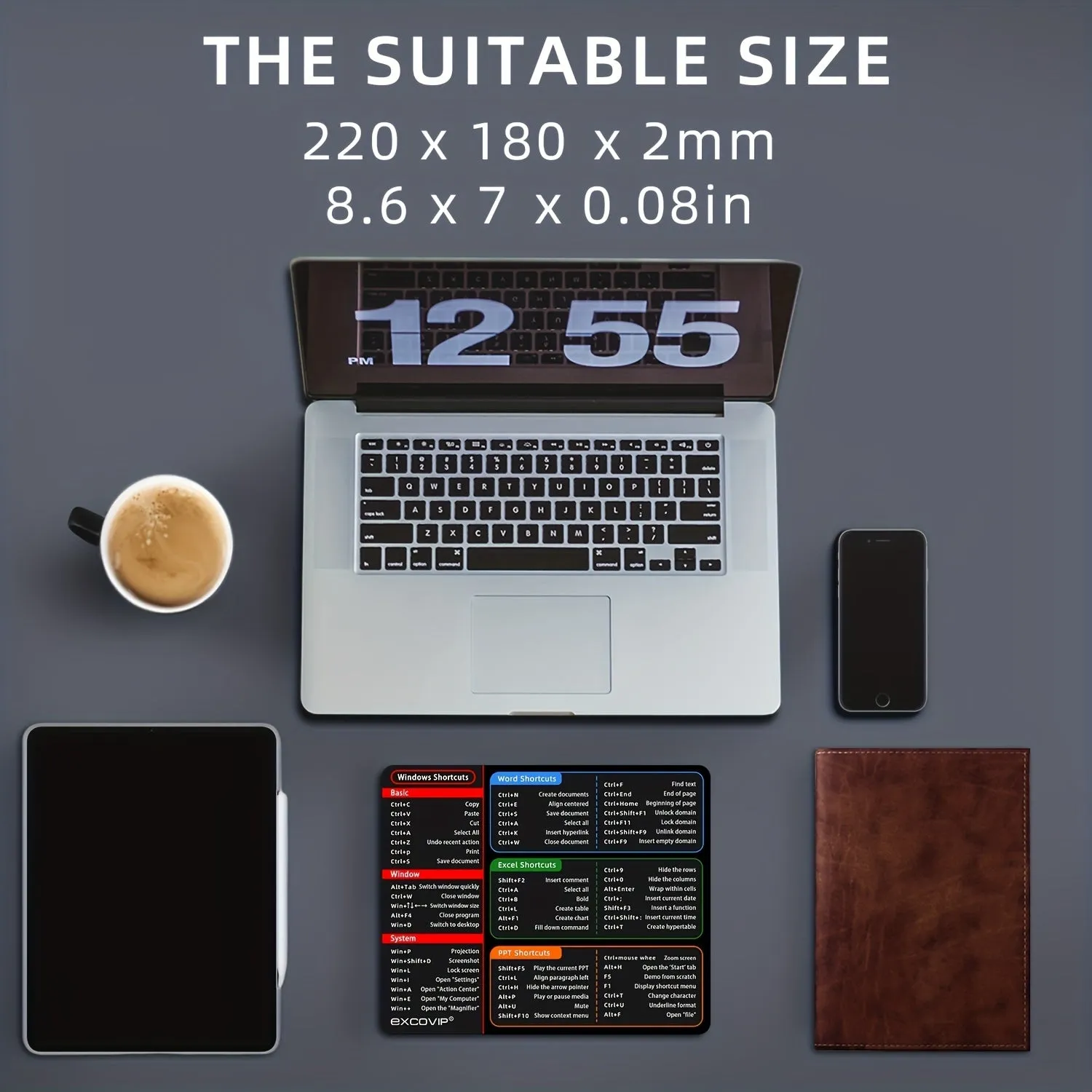 Efficient 1pc Windows Shortcut Mouse Pad for Office Productivity