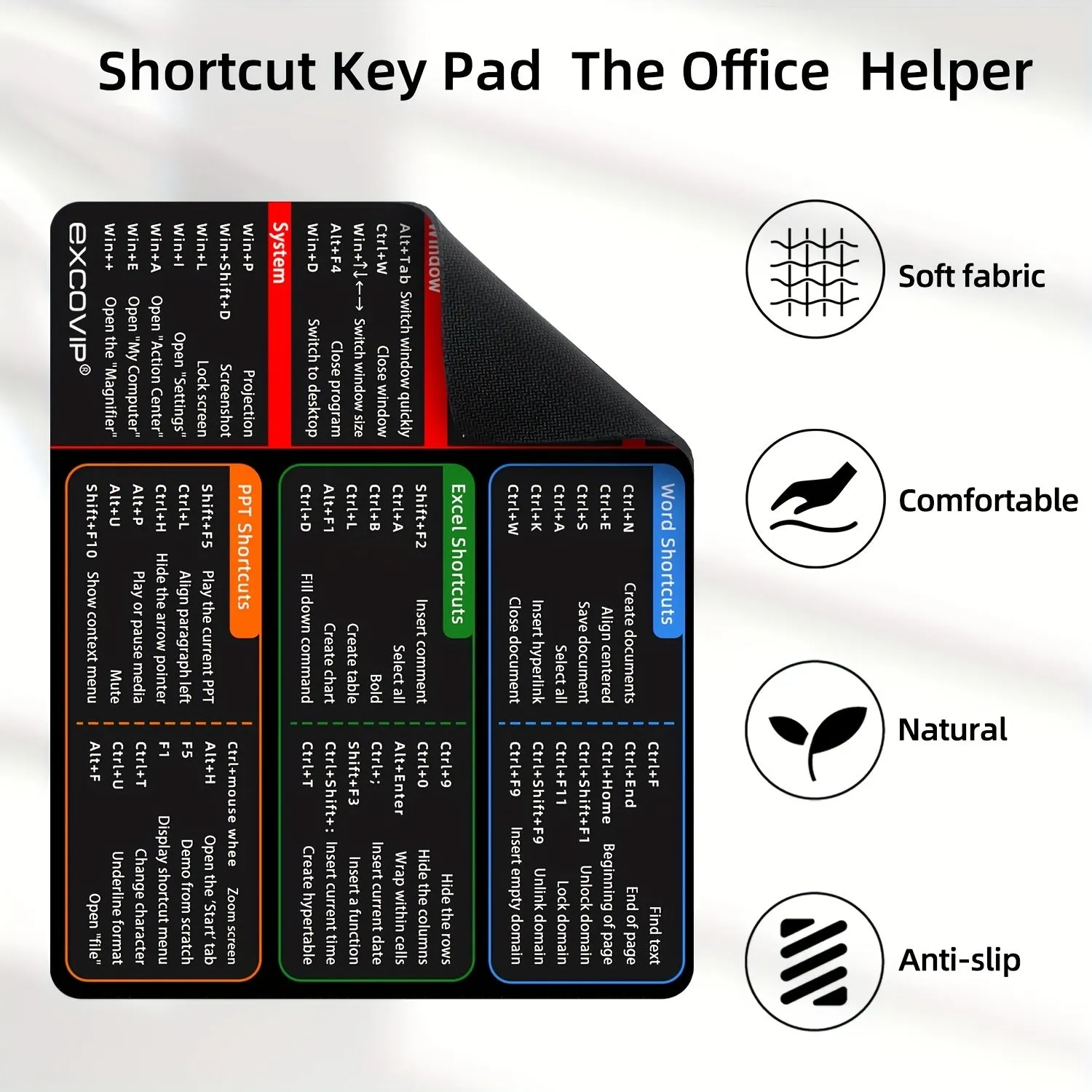 Efficient 1pc Windows Shortcut Mouse Pad for Office Productivity