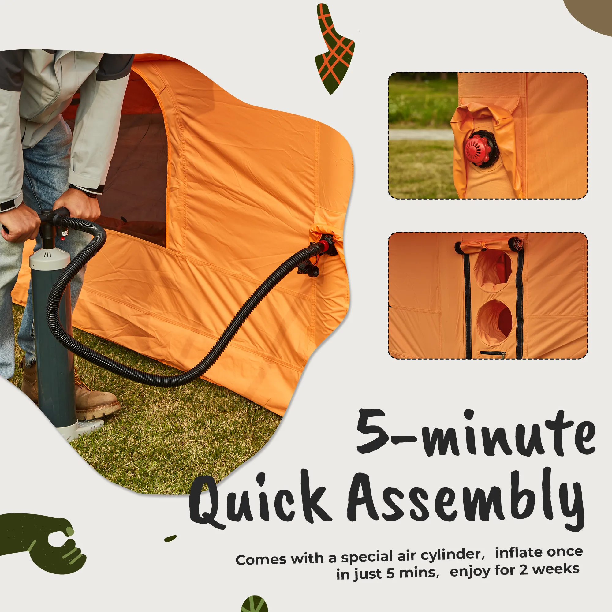 EROMMY 8-10 Person Inflatable Tent with Chimney Opening – 12FT