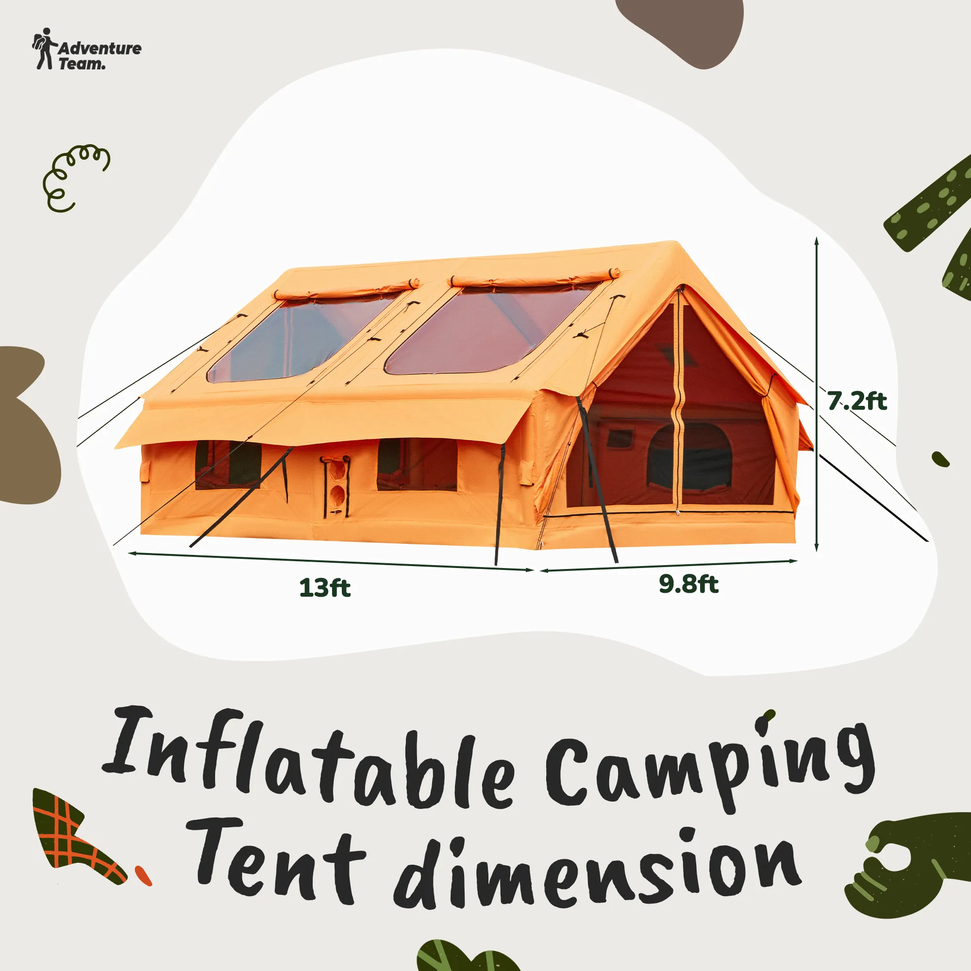 EROMMY 8-10 Person Inflatable Tent with Chimney Opening – 12FT