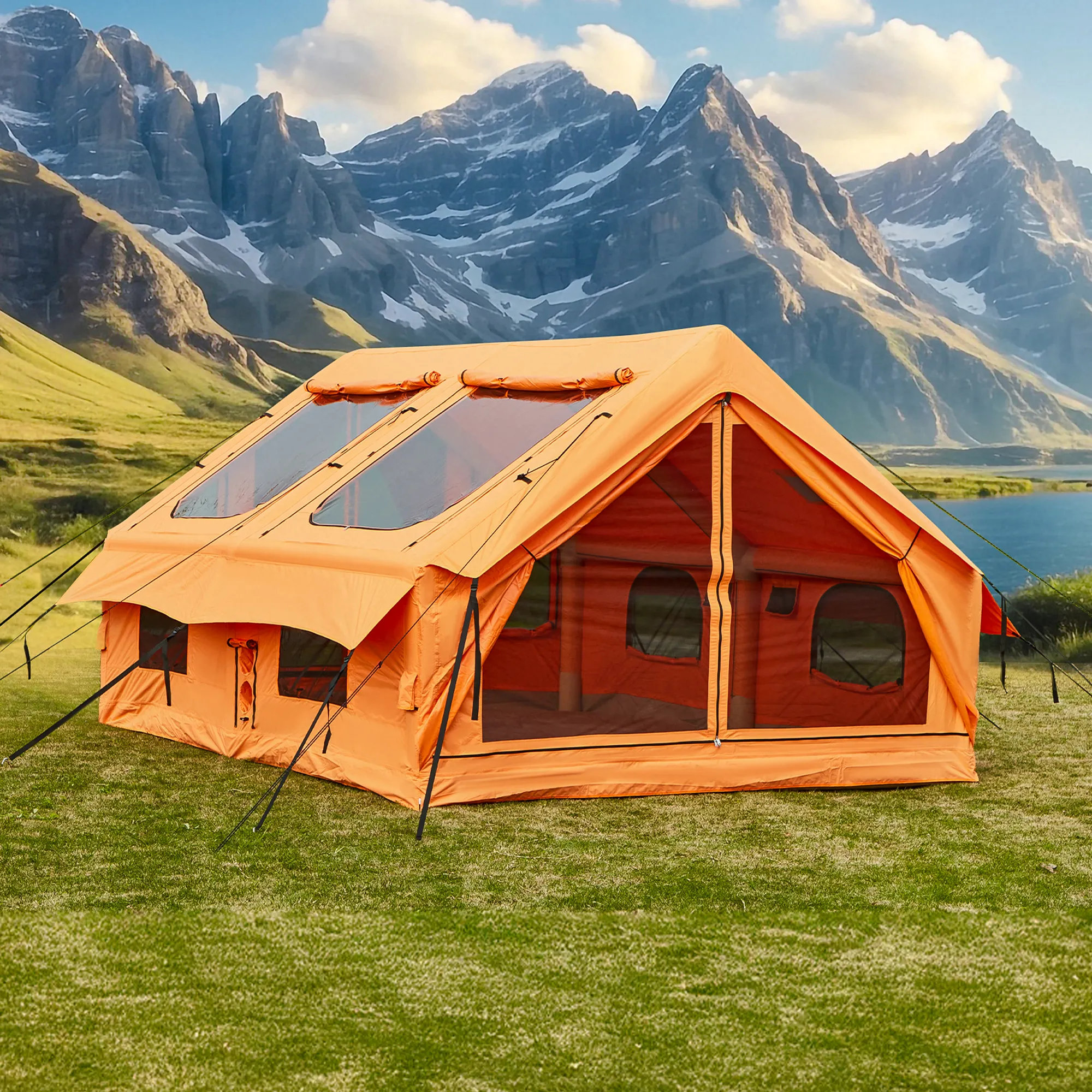 EROMMY 8-10 Person Inflatable Tent with Chimney Opening – 12FT