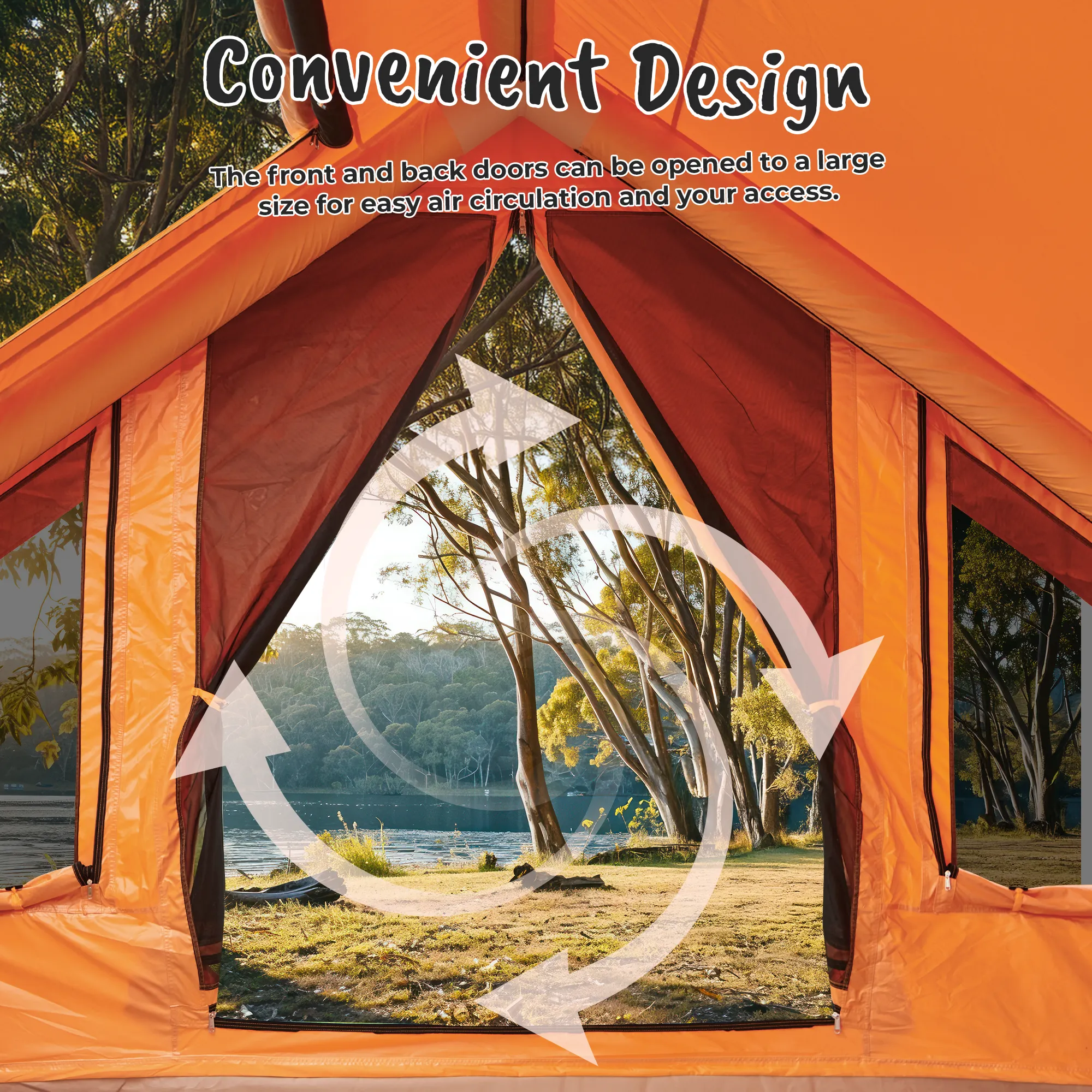 EROMMY 8-10 Person Inflatable Tent with Chimney Opening – 12FT
