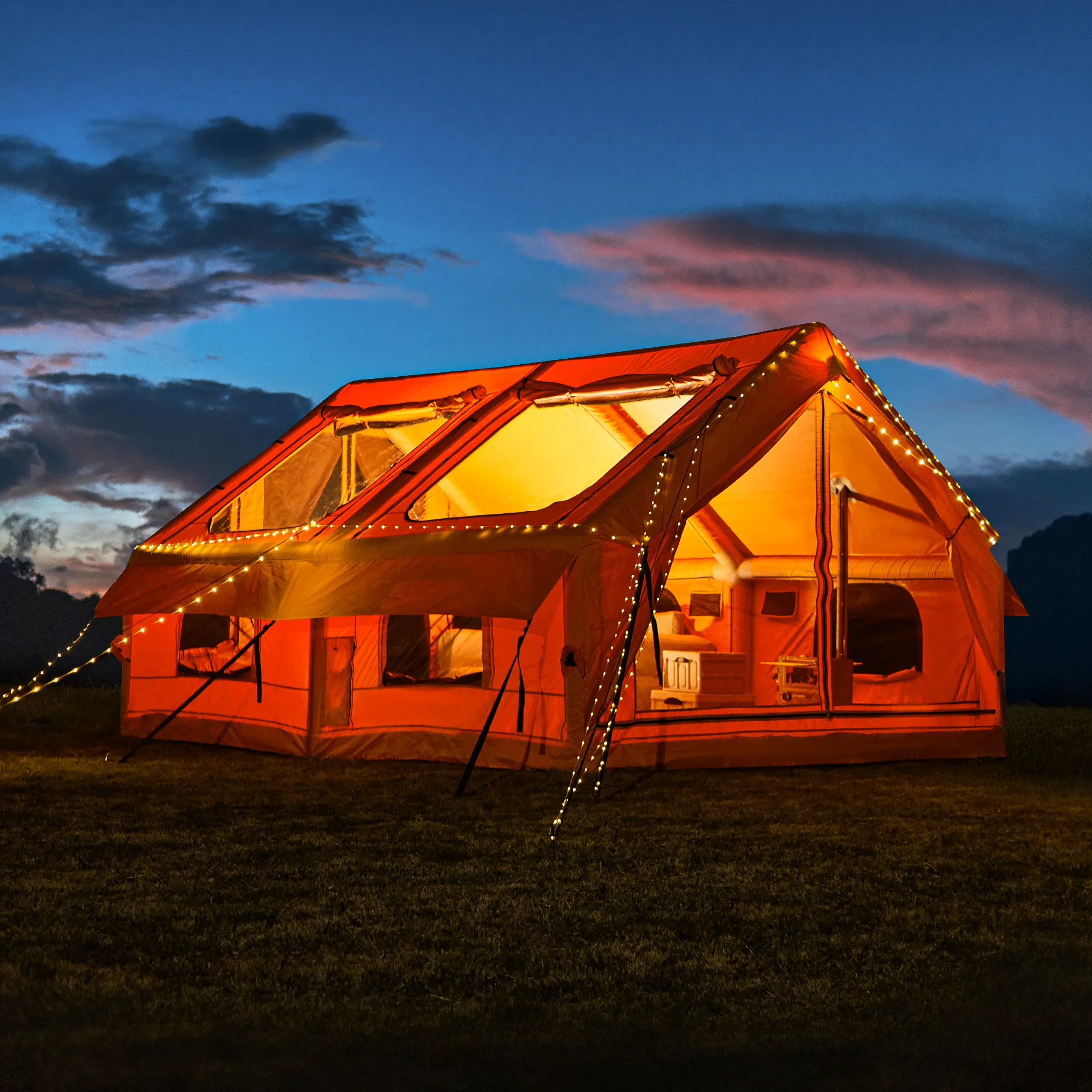 EROMMY 8-10 Person Inflatable Tent with Chimney Opening – 12FT