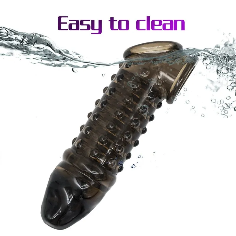 Flexible Glans Sleeve Silicone Reusable Penis Sleeve Penis Enlarger Extender Delay Ejaculation