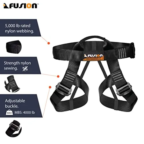 Fusion Climb Half Body Climbing Harness, Black Gray, One Size (TCH-107-2139-BLKGRY)