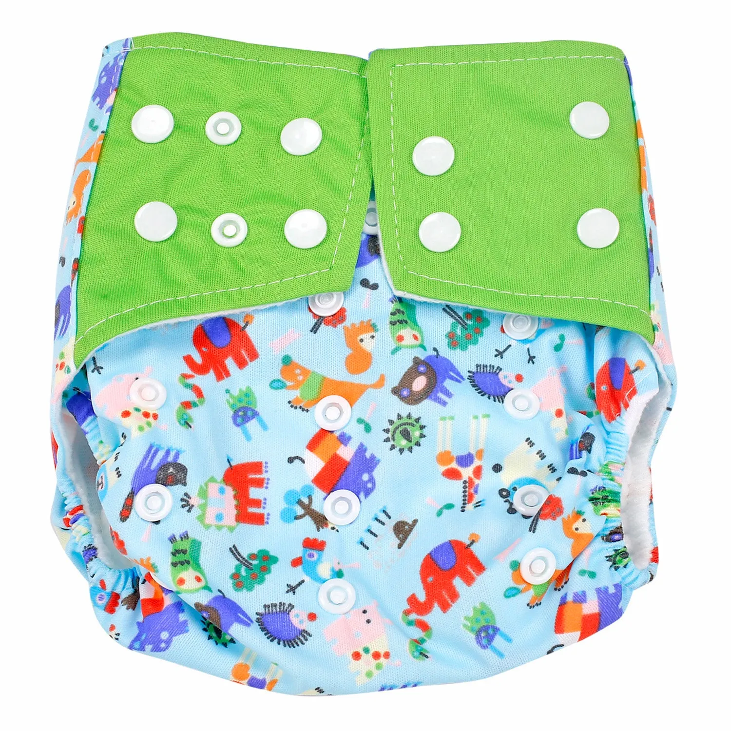 I Love Animals Green And Blue Reusable Diaper