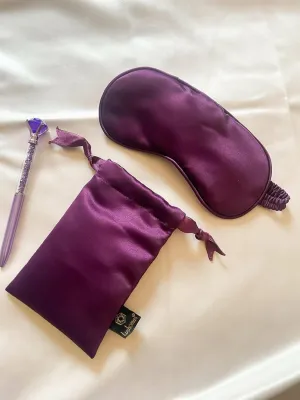 Lushomes Purple Satin Silk Sleep Mask with Pouch for Women