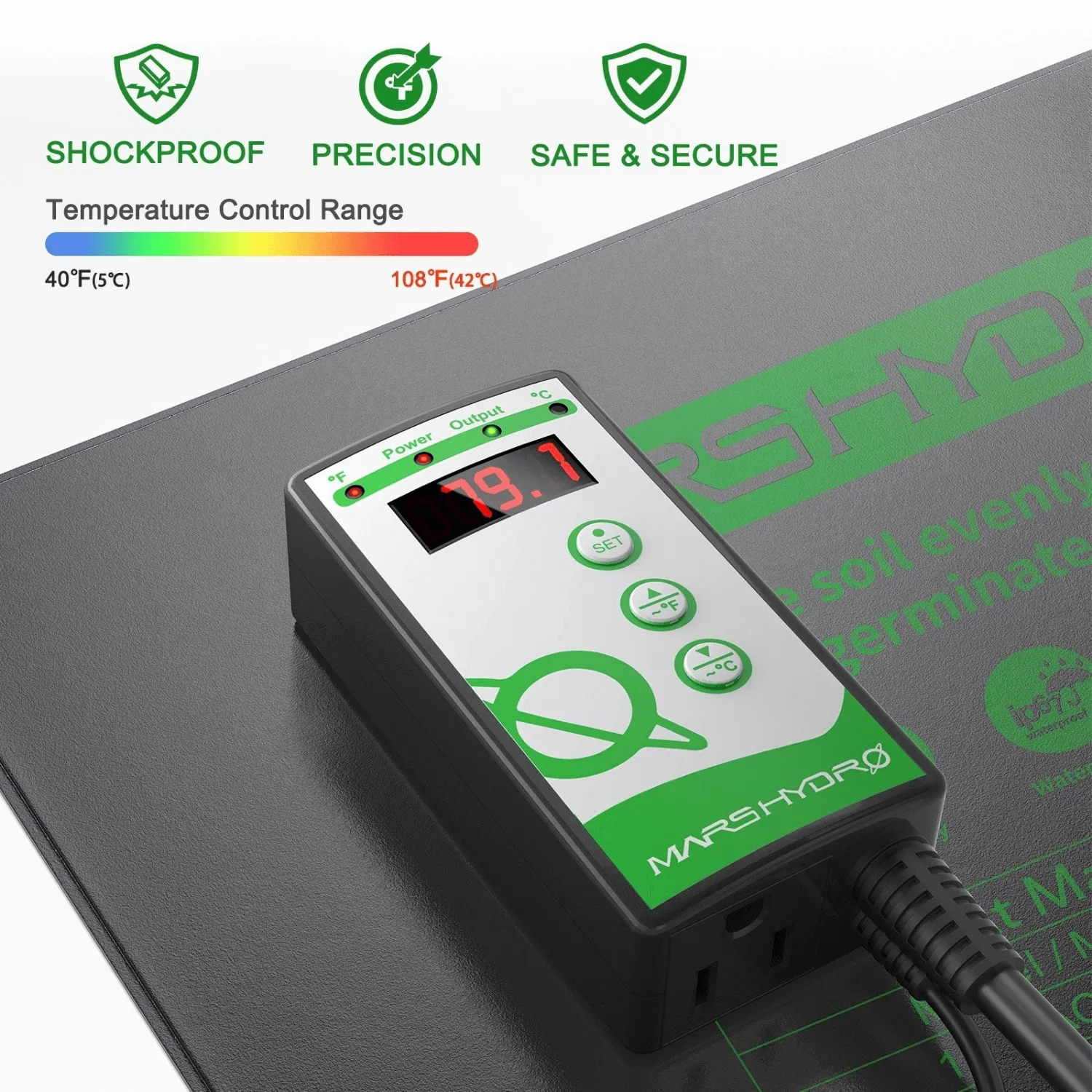 Mars Hydro 48" x 20.75" Seedling Heat Mat and Digital Thermostat Combo