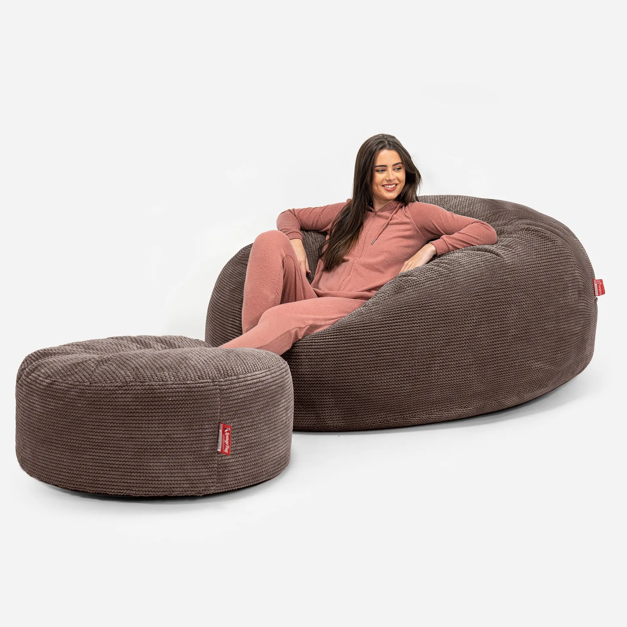 Mega Mammoth Bean Bag Sofa - Pom Pom Chocolate Brown