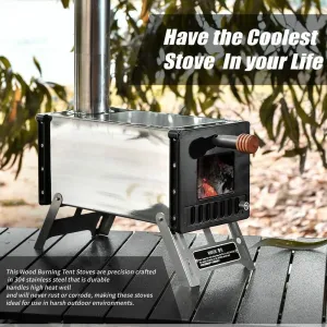 modern Hot Tent Stove Jack Wood Burning Portable w/ Vent Pipe Camping Fire Kit Winter