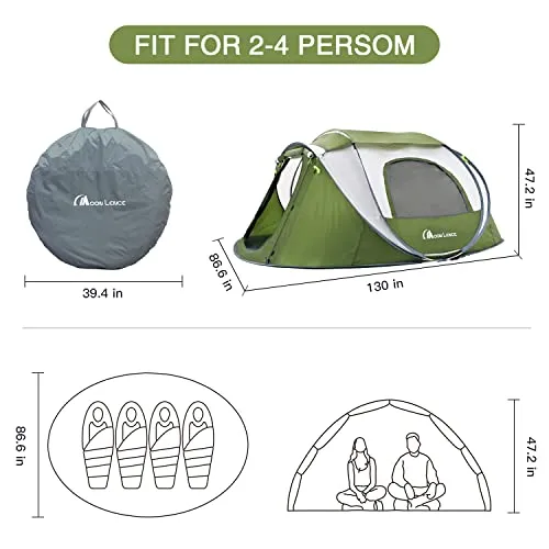 Moon Lence Pop up Tent 4 Person Camping Tent Waterproof Tent