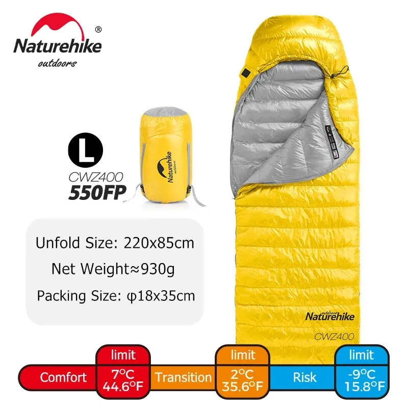 Naturehike CW400 Sleeping Bag Lightweight Goose Down Sleeping Bag Winter Sleeping Bag Ultralight
