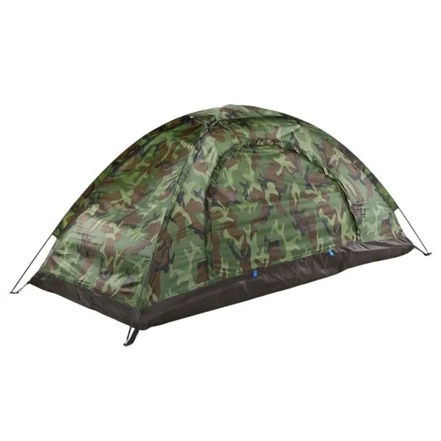 Outdoor 2 Persons Camping Tent 200 * 130 * 110cm PU1000mm Polyester Single Layer Tent Portable Camouflage Hiking Outdoor Tent