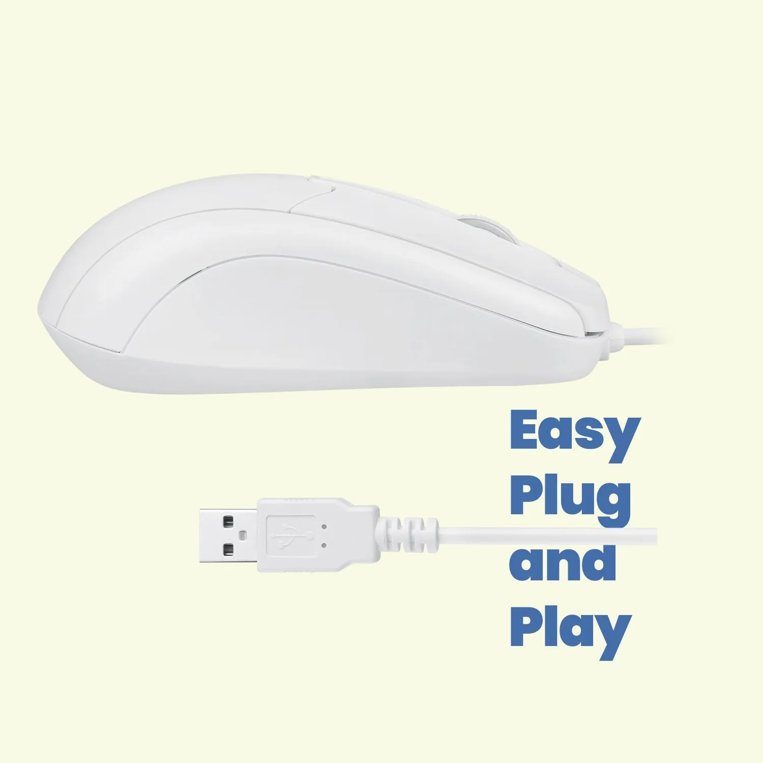 PERIMICE-209 W U - Wired White USB Ambidextrous Mouse for Left and Right Hand