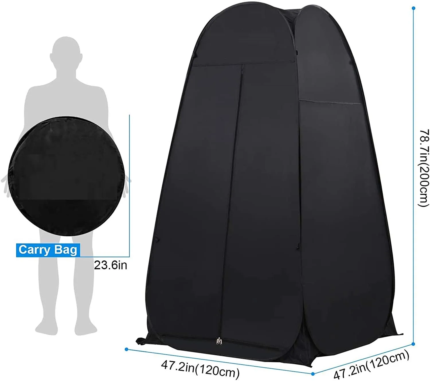 Portable Camping Shower/Toilet Tent Black
