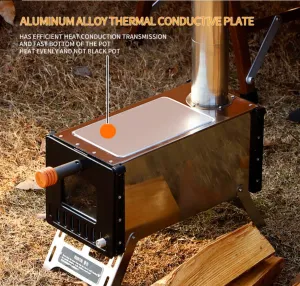 relaxed Hot Tent Stove Jack Wood Burning Portable w/ Vent Pipe Camping Fire Kit Winter